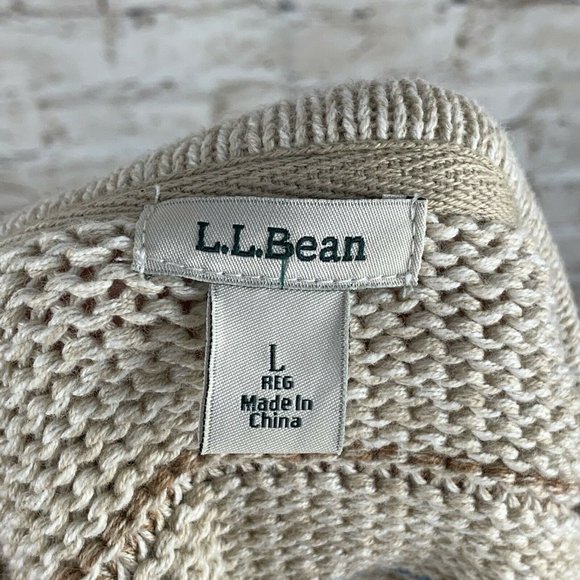 LL Bean button front cardigan sweater sz L blue - Picture 7 of 10